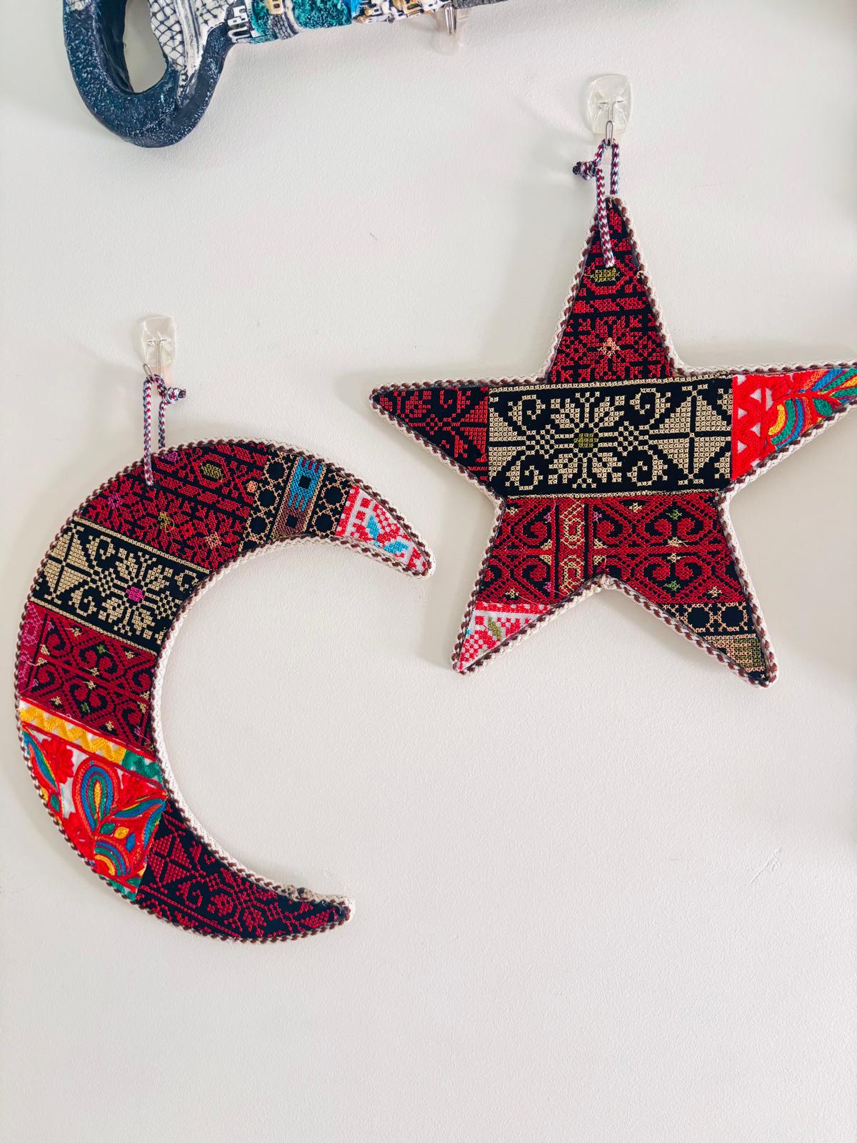 Crescent and Star Tatreez Wall Art Design 3
