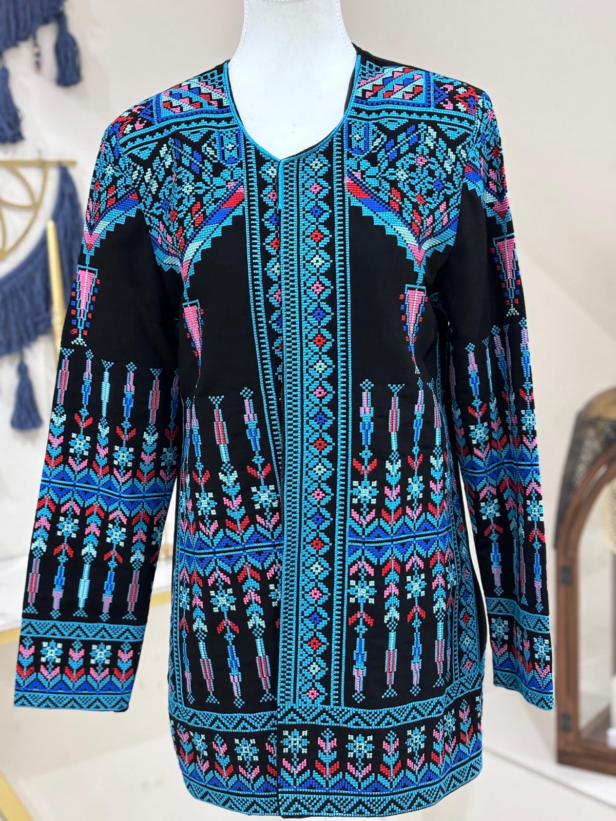 Tatreez Blazer (Black and Blue)