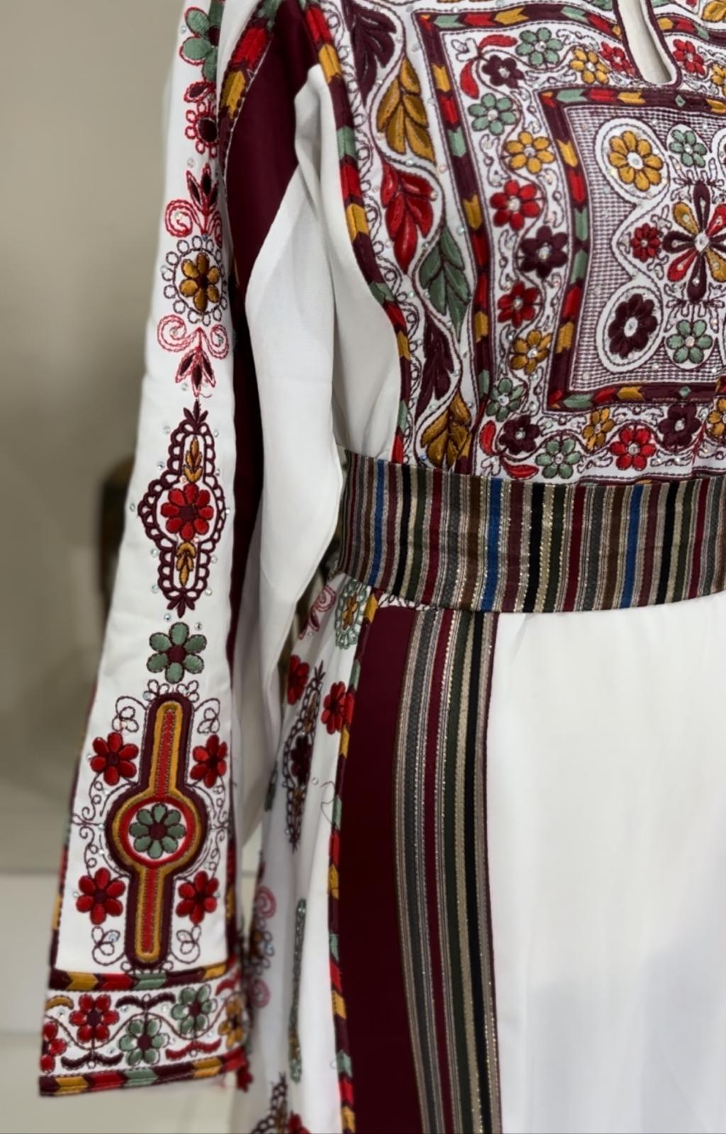 Malaka Thobe (White and Dark Red) The Queen