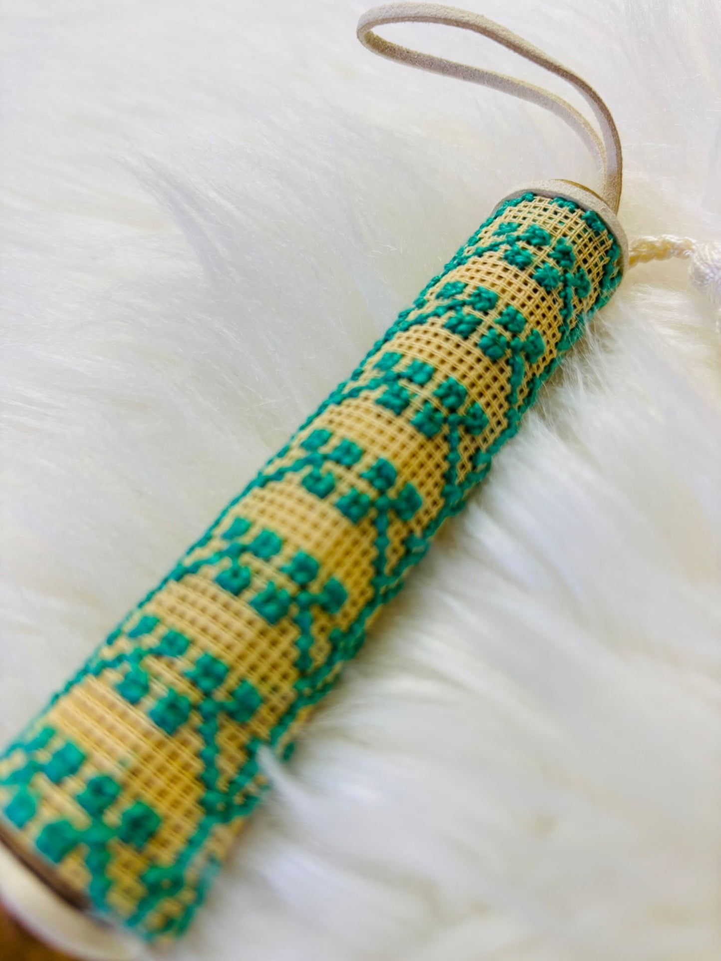 Wooden Spoon with Embroidery (Light Green)