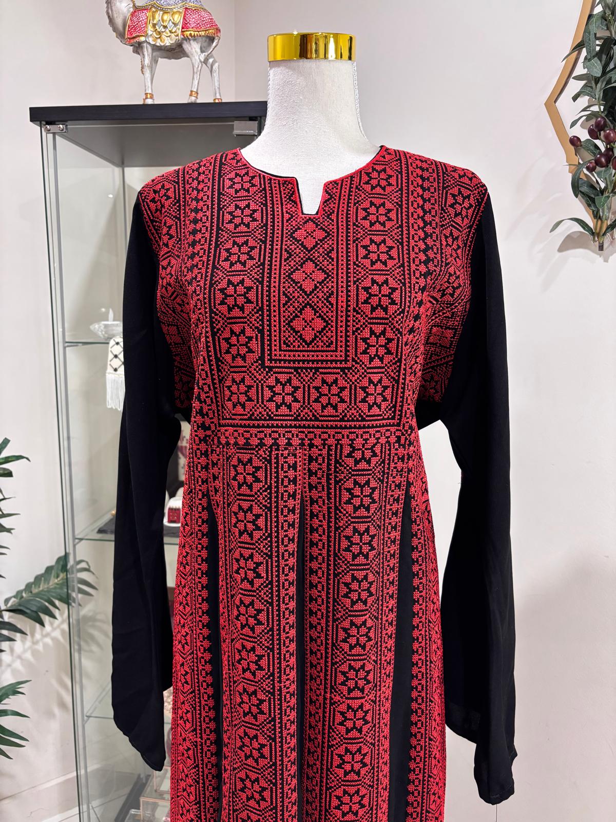 Red Embroidered Palestinian Dress.