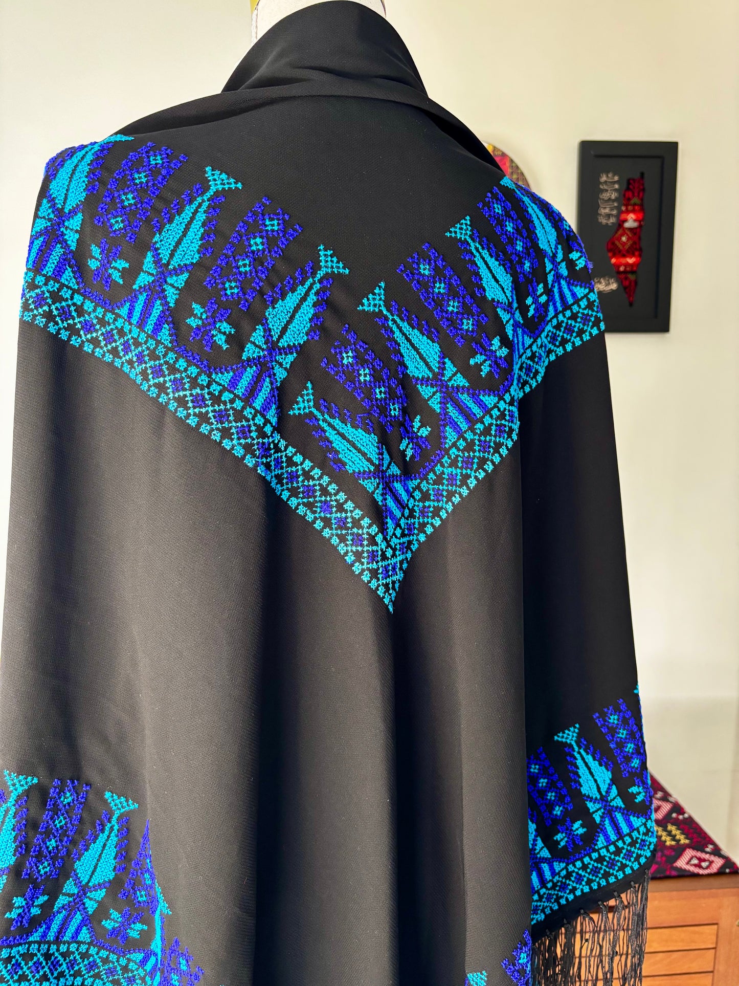 Blue Hand Embroidered Shawl