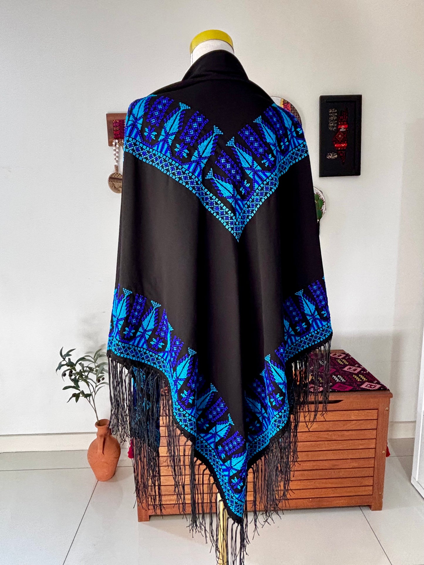 Blue Hand Embroidered Shawl