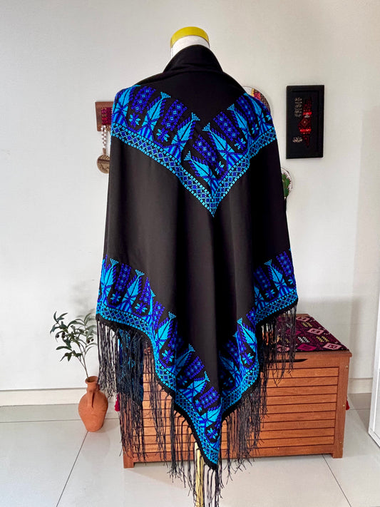Blue Hand Embroidered Shawl