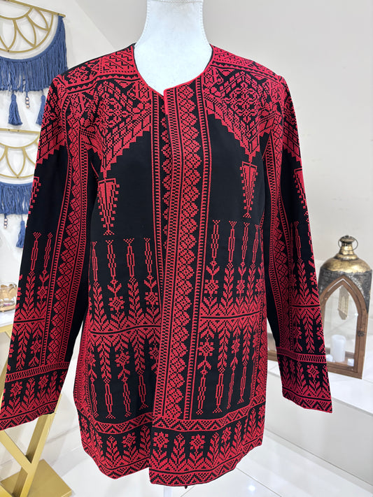Tatreez Blazer (Black and Red)