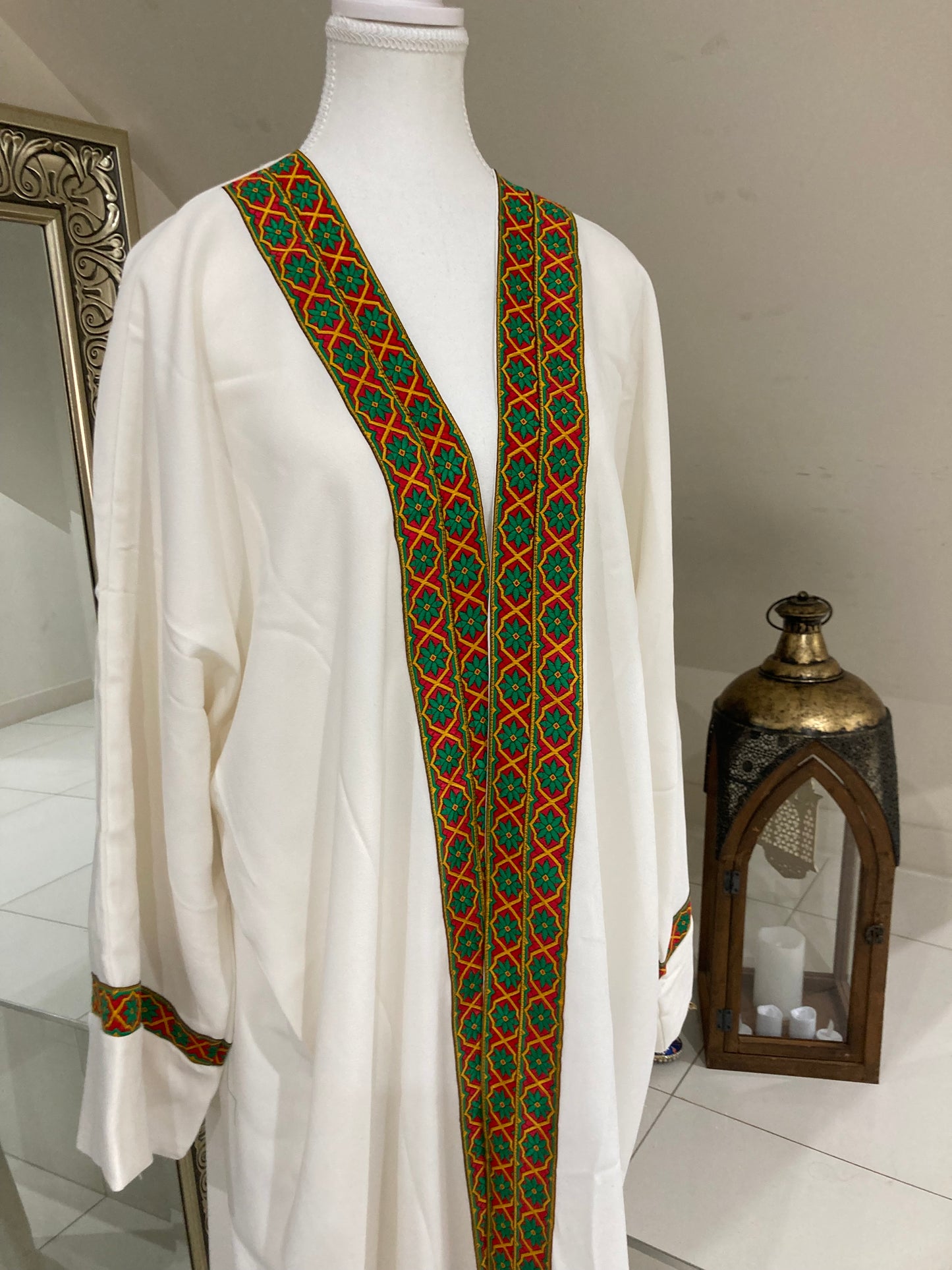 Cultural White Abaya Design 1.