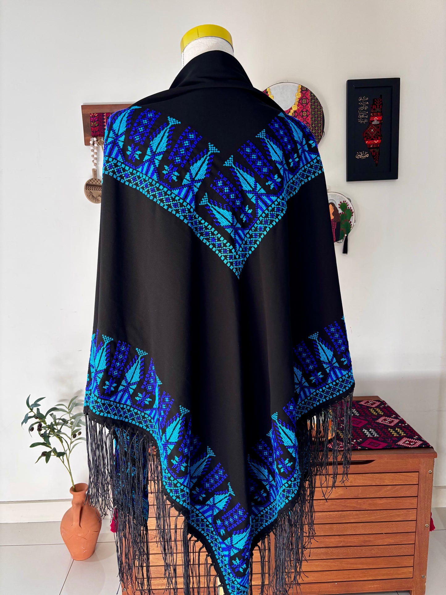 Blue Hand Embroidered Shawl