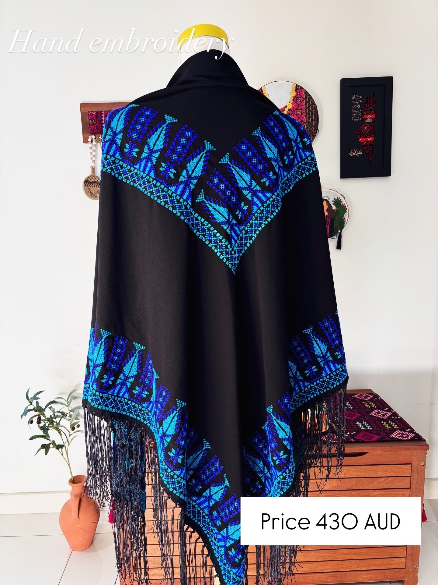 Blue Hand Embroidered Shawl