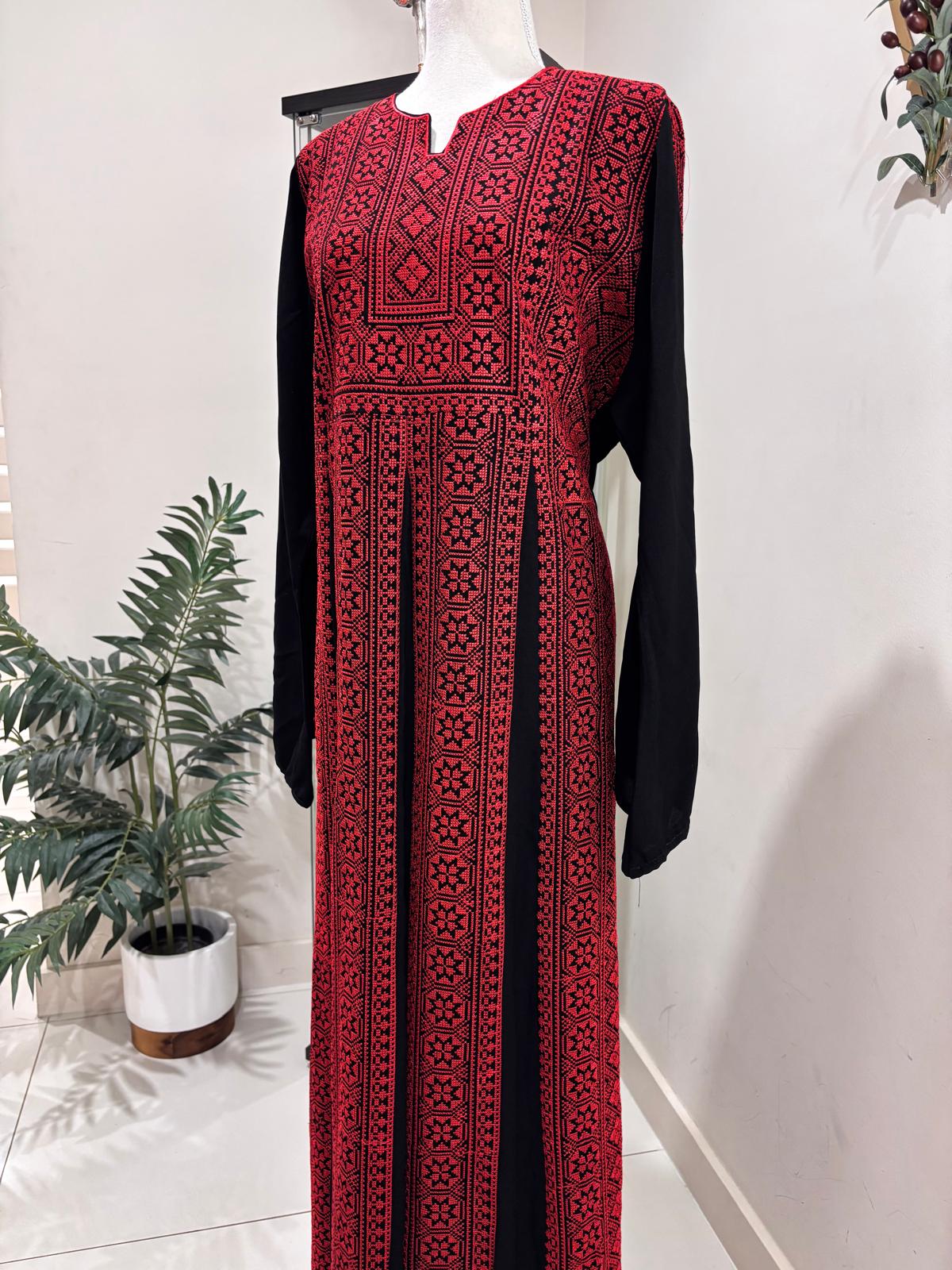 Red Embroidered Palestinian Dress.