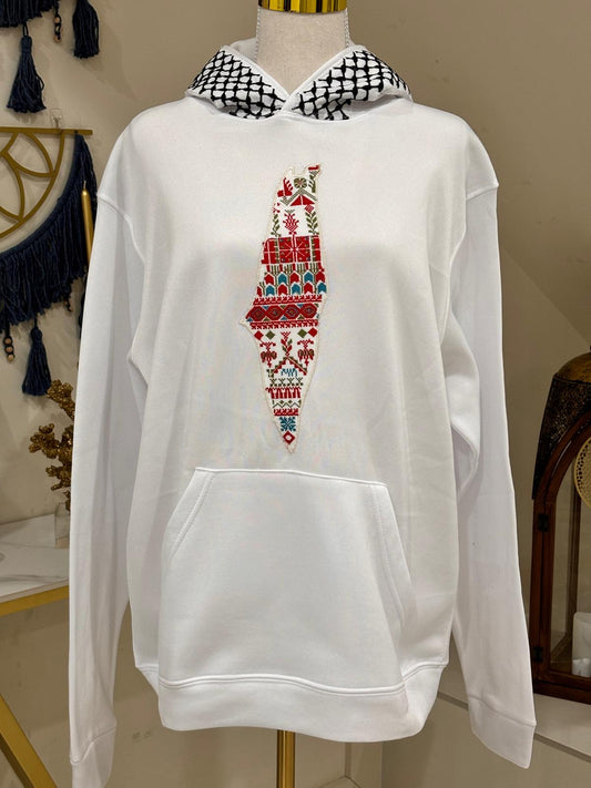 Hoodie With Embroidered Palestine Map