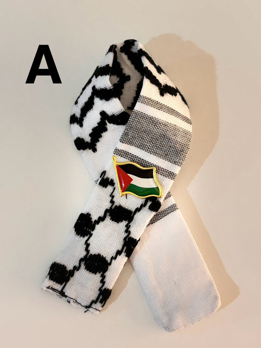 Palestinian Flag And Keffiyeh Pin