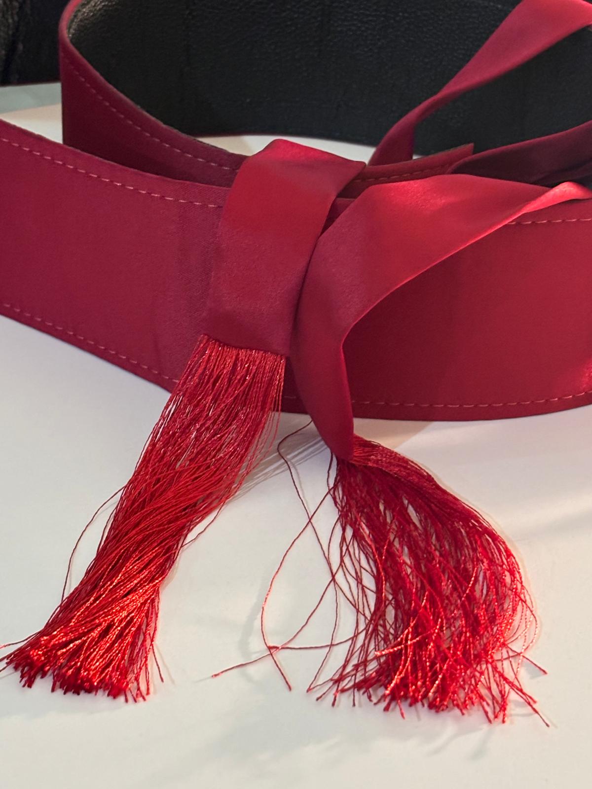 Satin Belt Dark Red