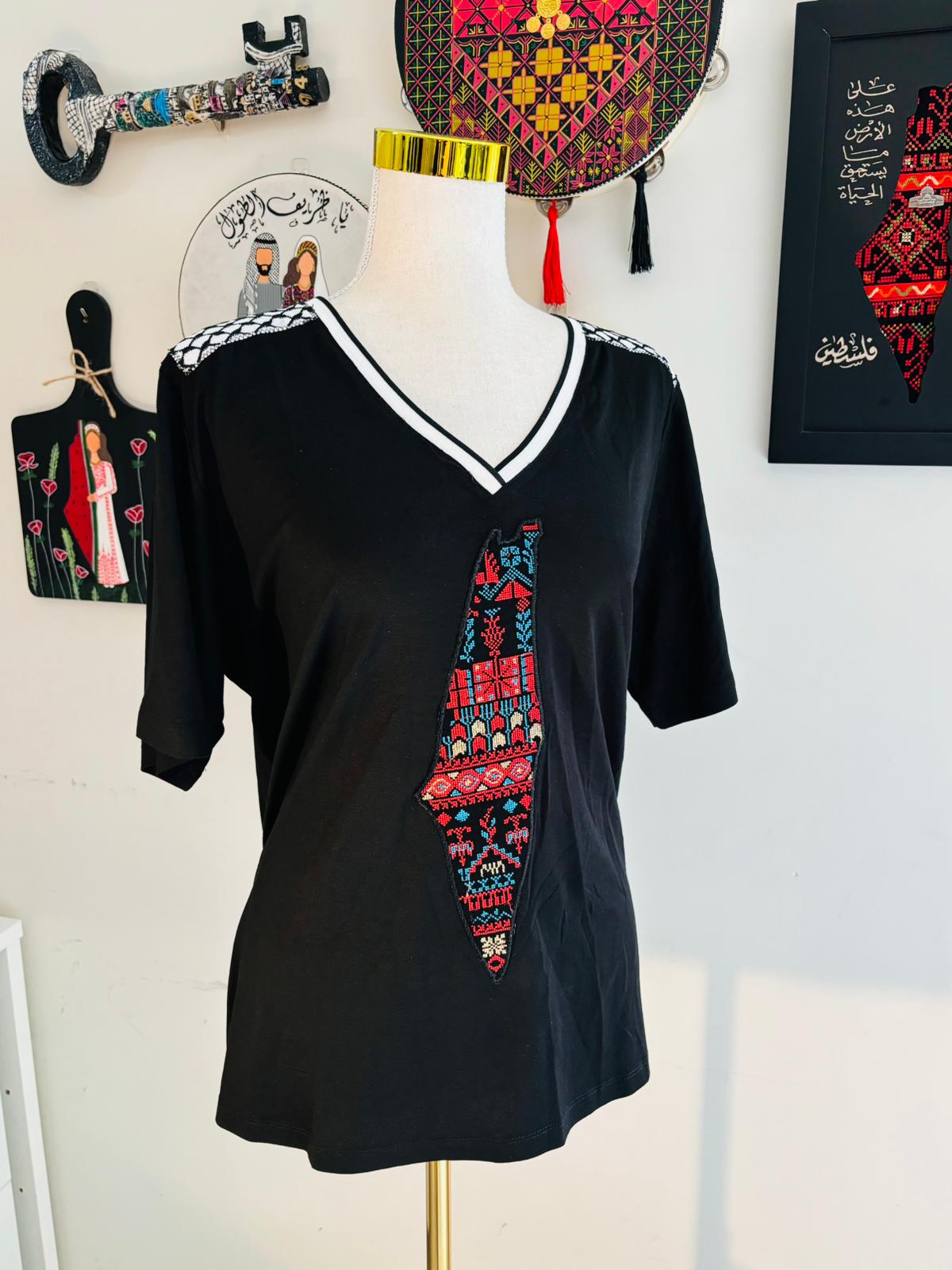 Short sleeve T Shirt with Palestinian Map