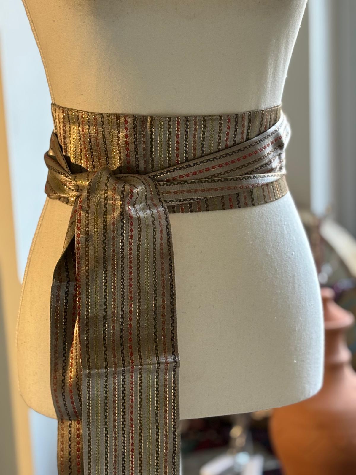 Original Saya Belt (Earth) Brown with Colored Stripes