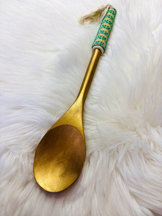 Wooden Spoon with Embroidery (Light Green)
