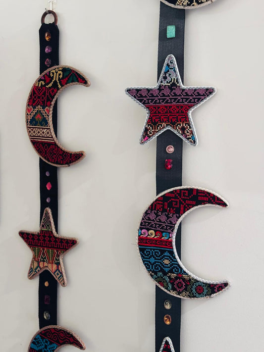Crescent and Star Tatreez Wall Art Design 2
