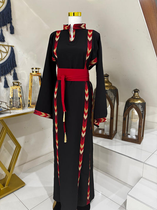 Manajel Red and Gold Tatreez Dress