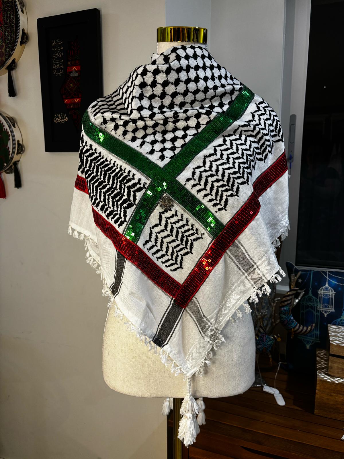 Triangle Keffiyeh with glitter