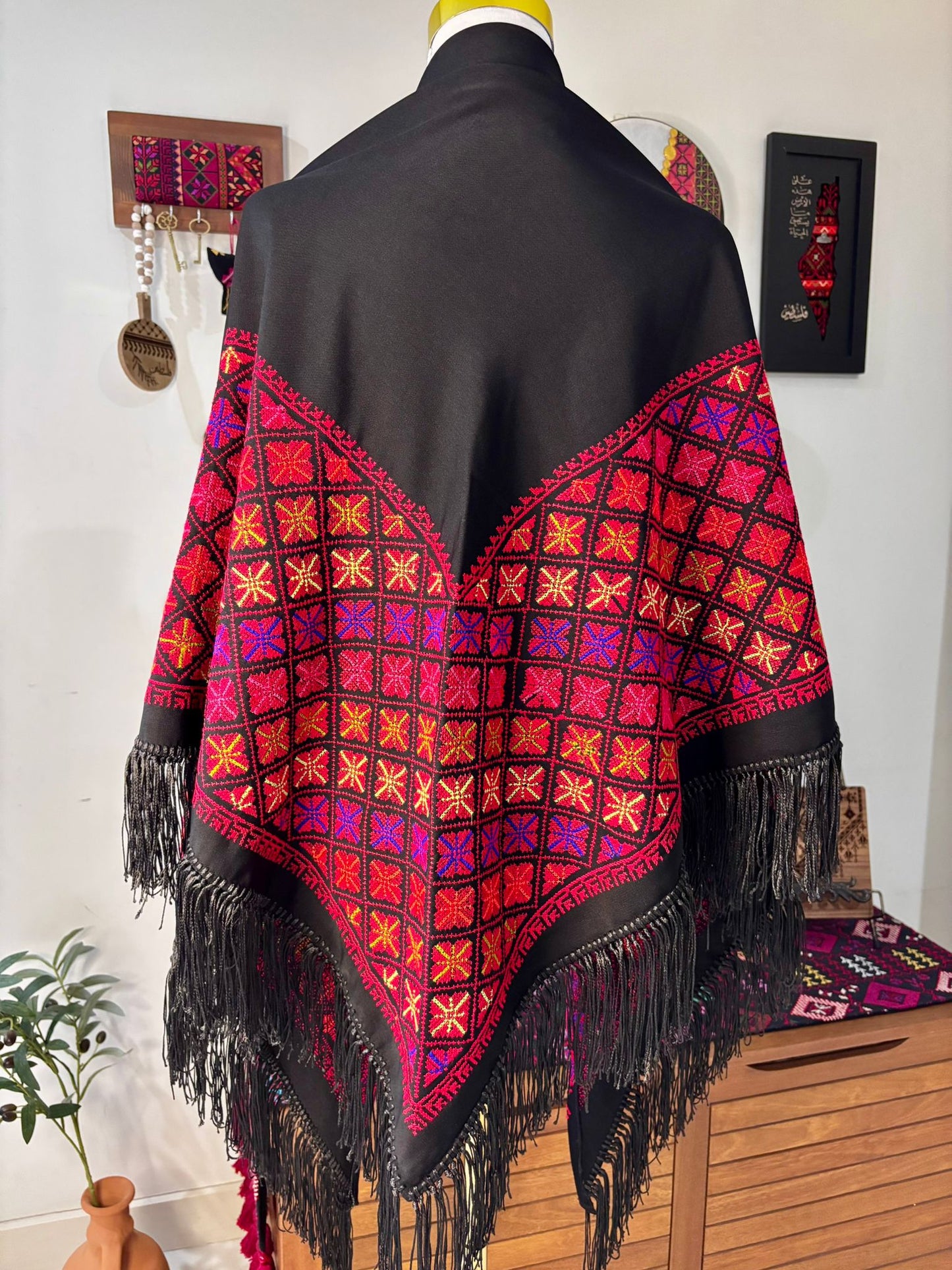 Colourful hand embroidered shawl