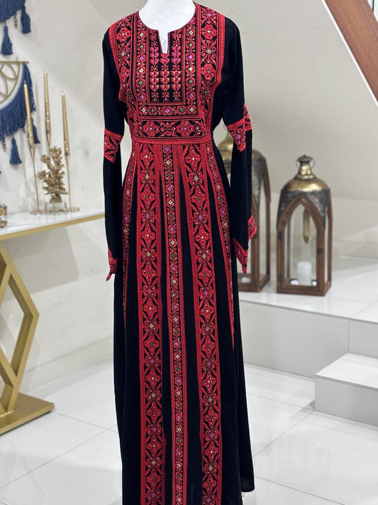Orouq Thobe with Wool Hook Stitch (Red)