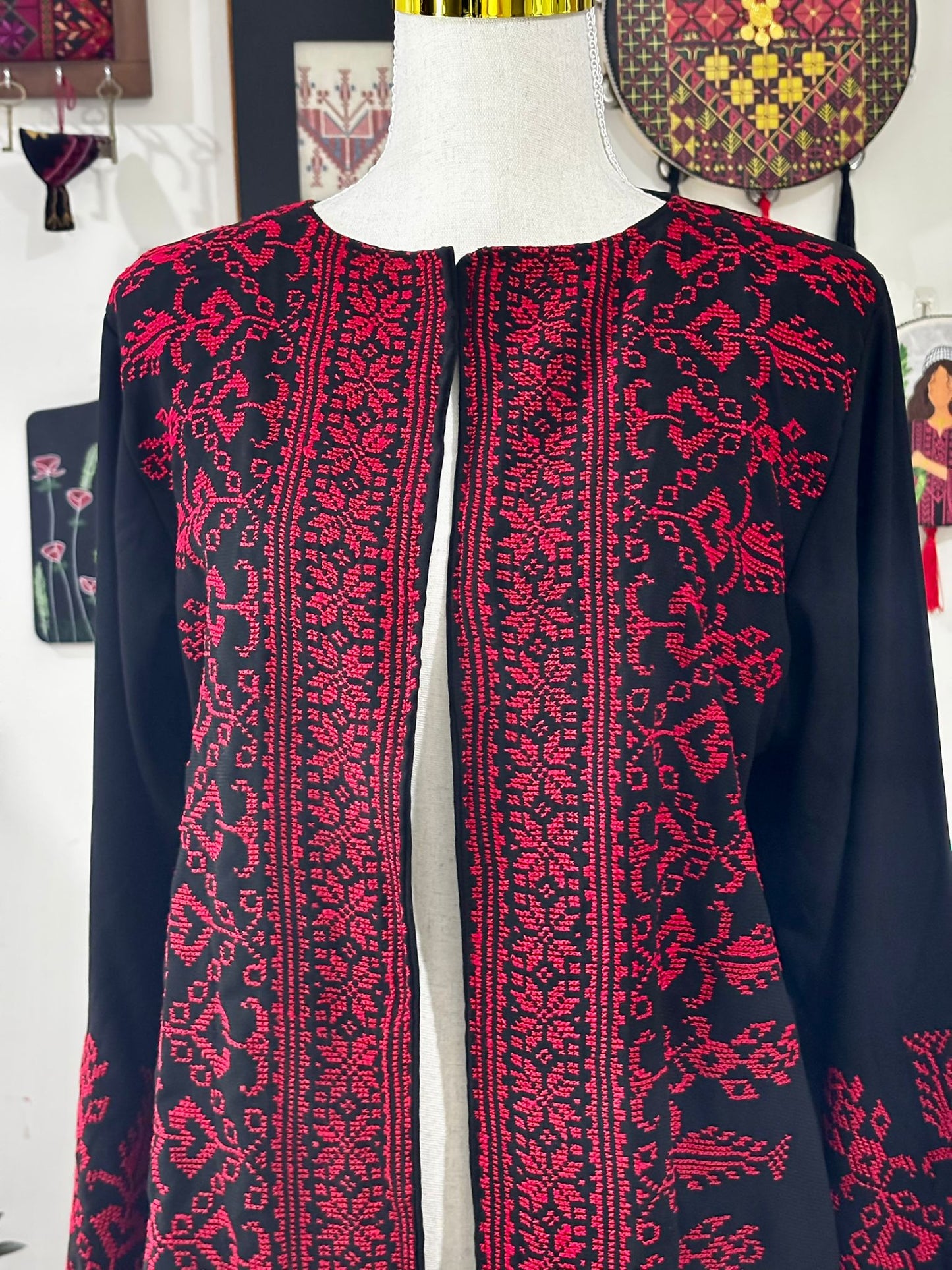 Red Tatreez Cardigan