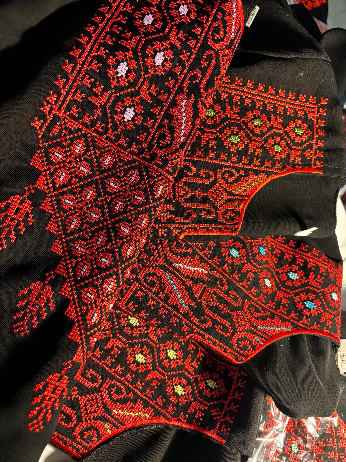 Palestinian Embroidered Top (Black and Red)