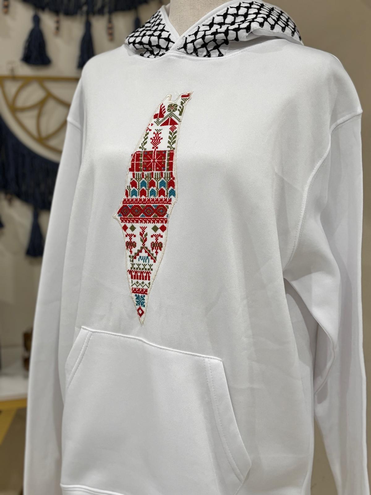 Hoodie With Embroidered Palestine Map