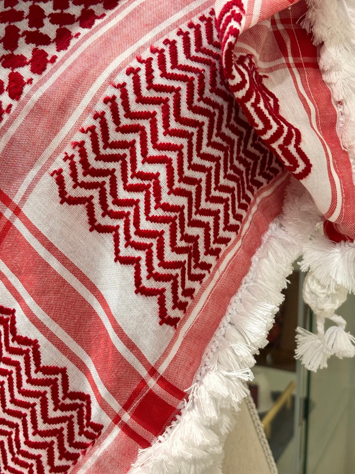 Royal Original Red and White Keffiyeh Heavy Fringe