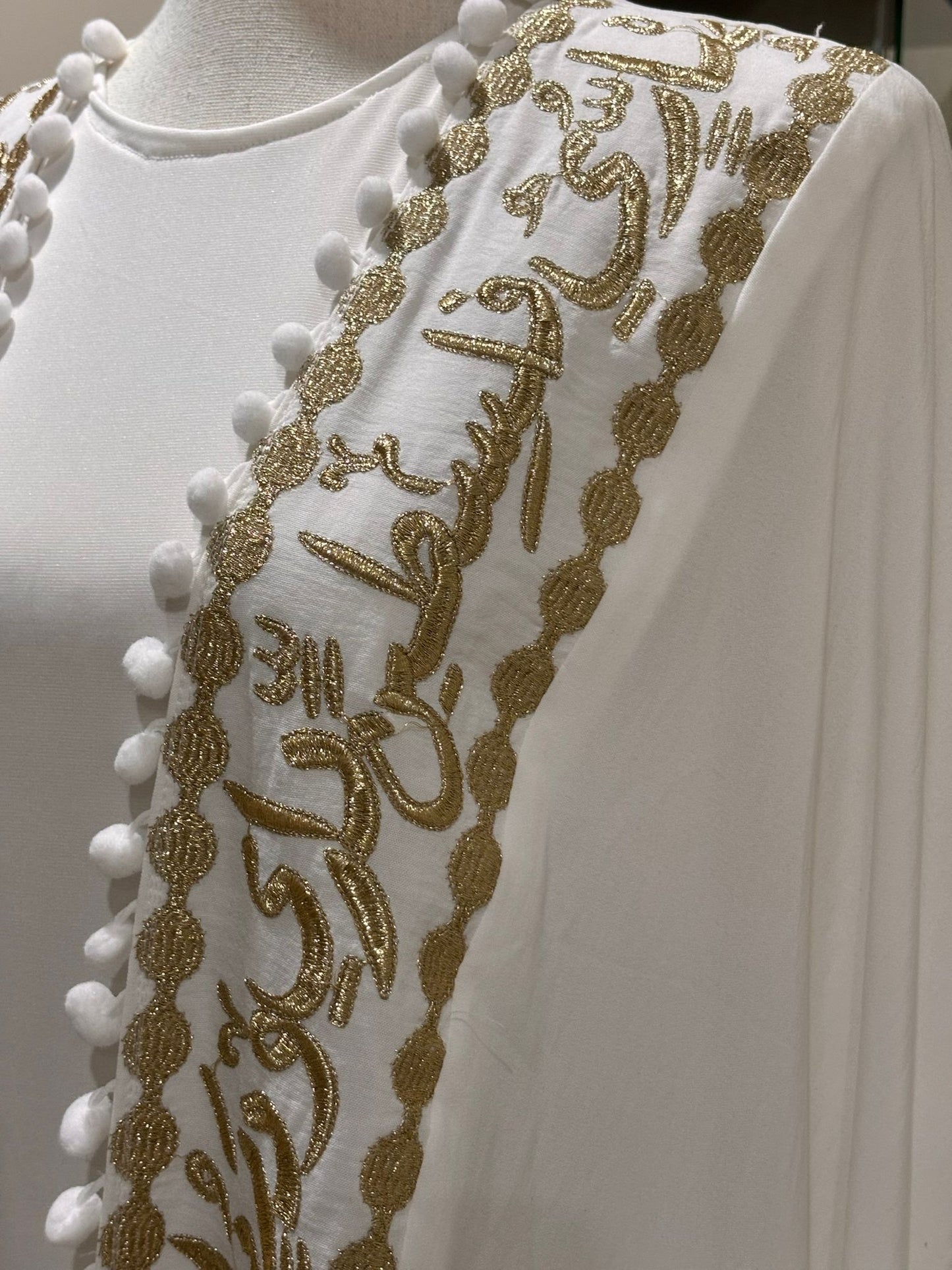 Abaya (Palestine Is My Home)/ White and Gold Colour