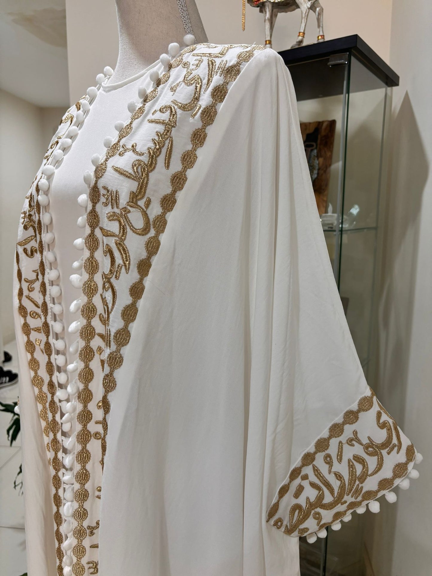 Abaya (Palestine Is My Home)/ White and Gold Colour