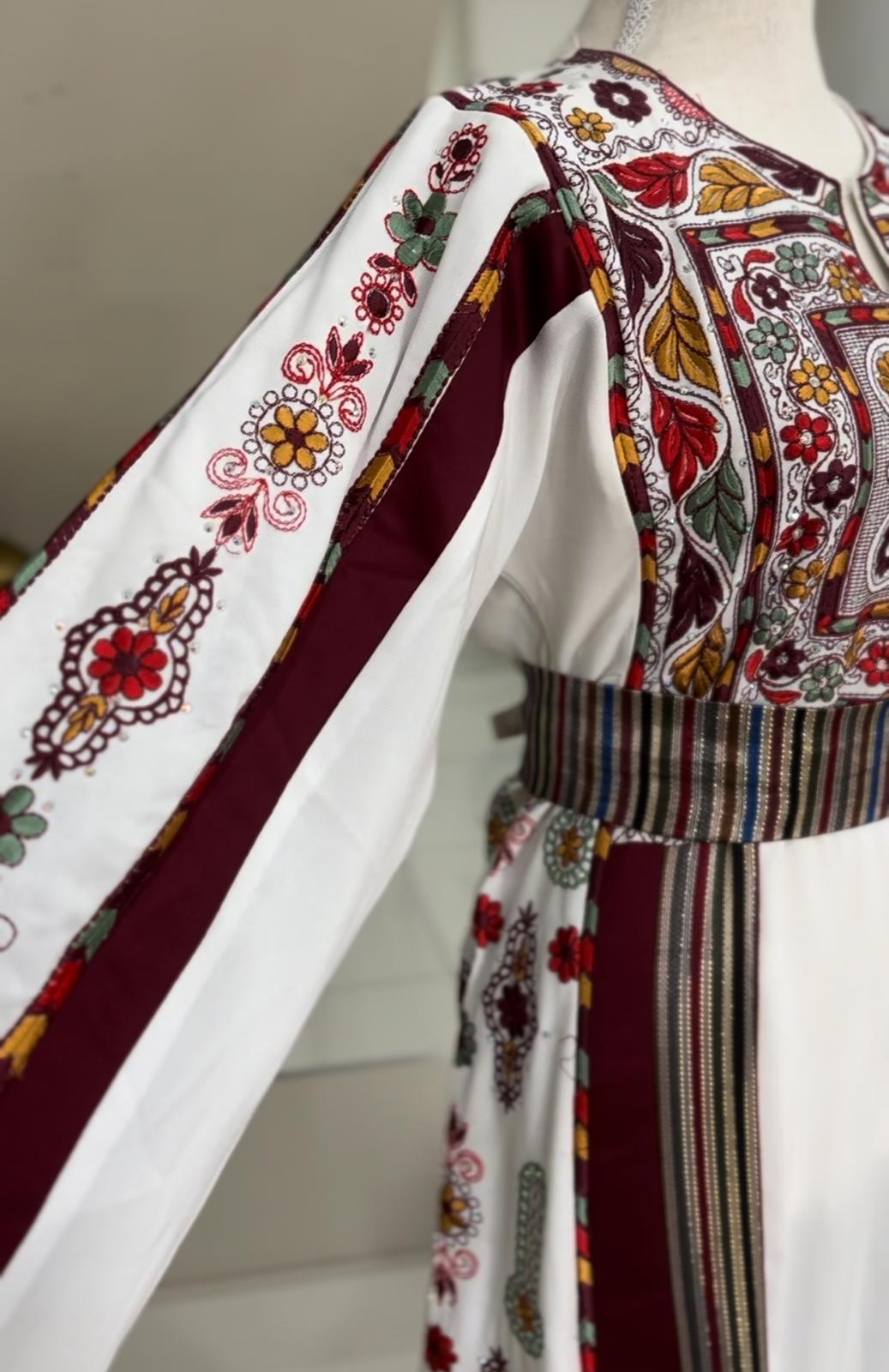 Malaka Thobe (White and Dark Red) The Queen