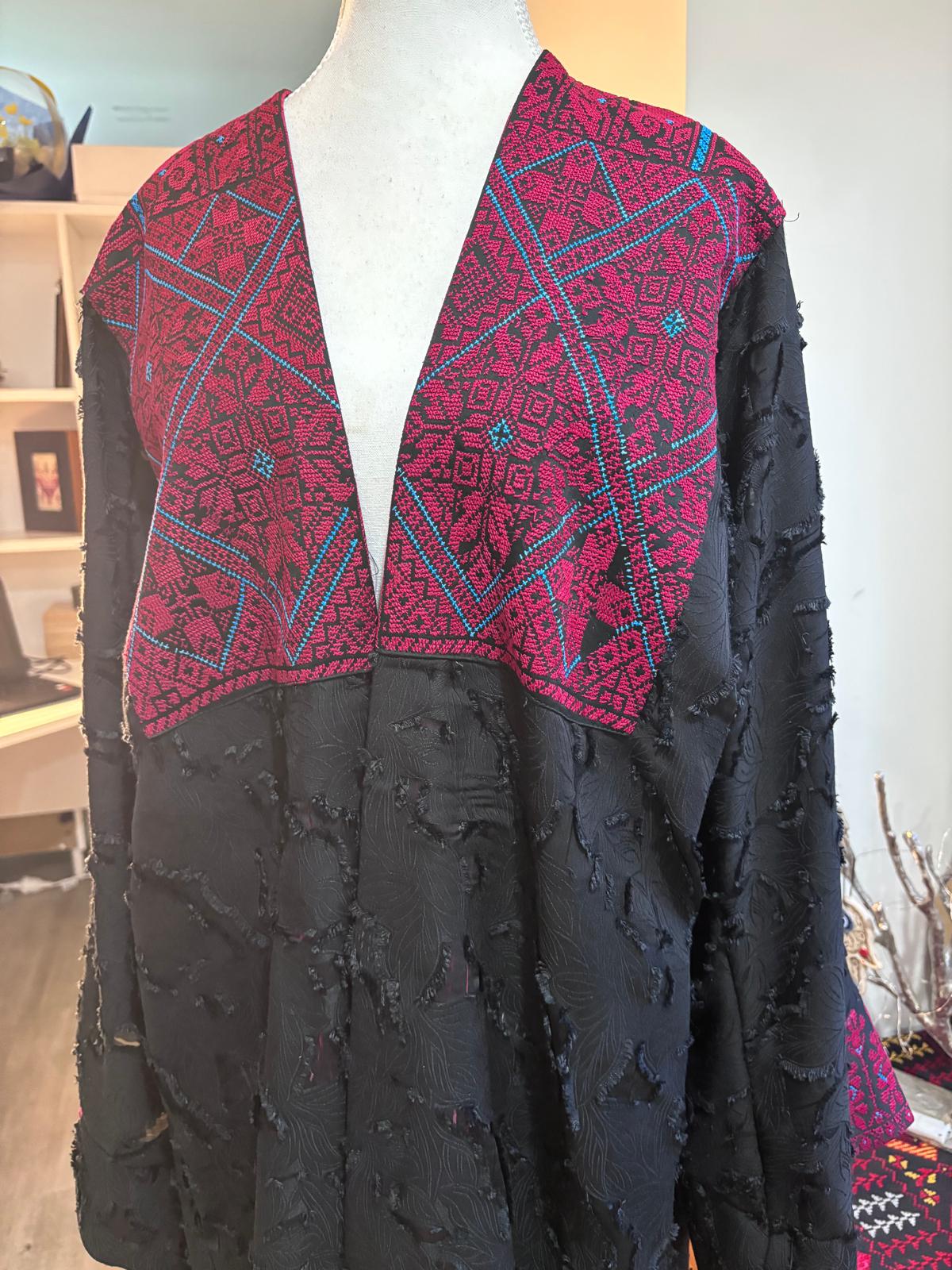 Elegant Black Abaya with Vintage Hand Embroidery