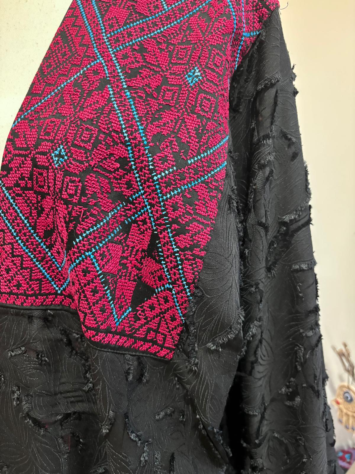 Elegant Black Abaya with Vintage Hand Embroidery