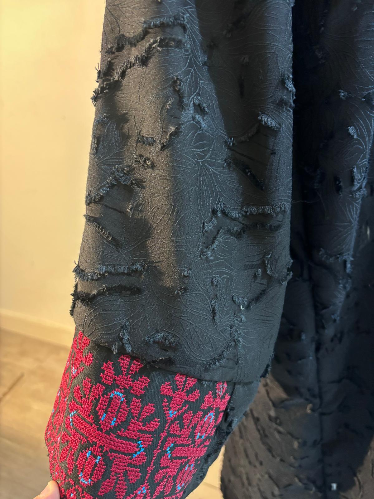 Elegant Black Abaya with Vintage Hand Embroidery