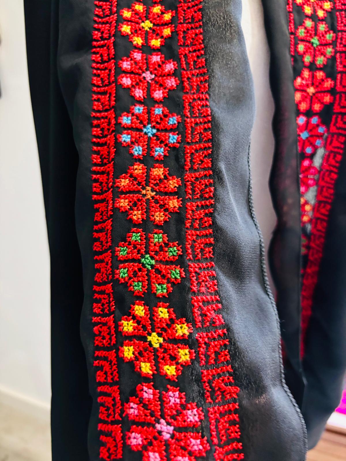 Hand embroidered Black and Red Shawl
