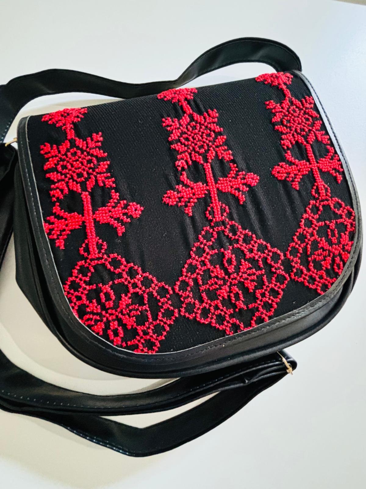 Leather Crossbody Hand-Embroidered Bag