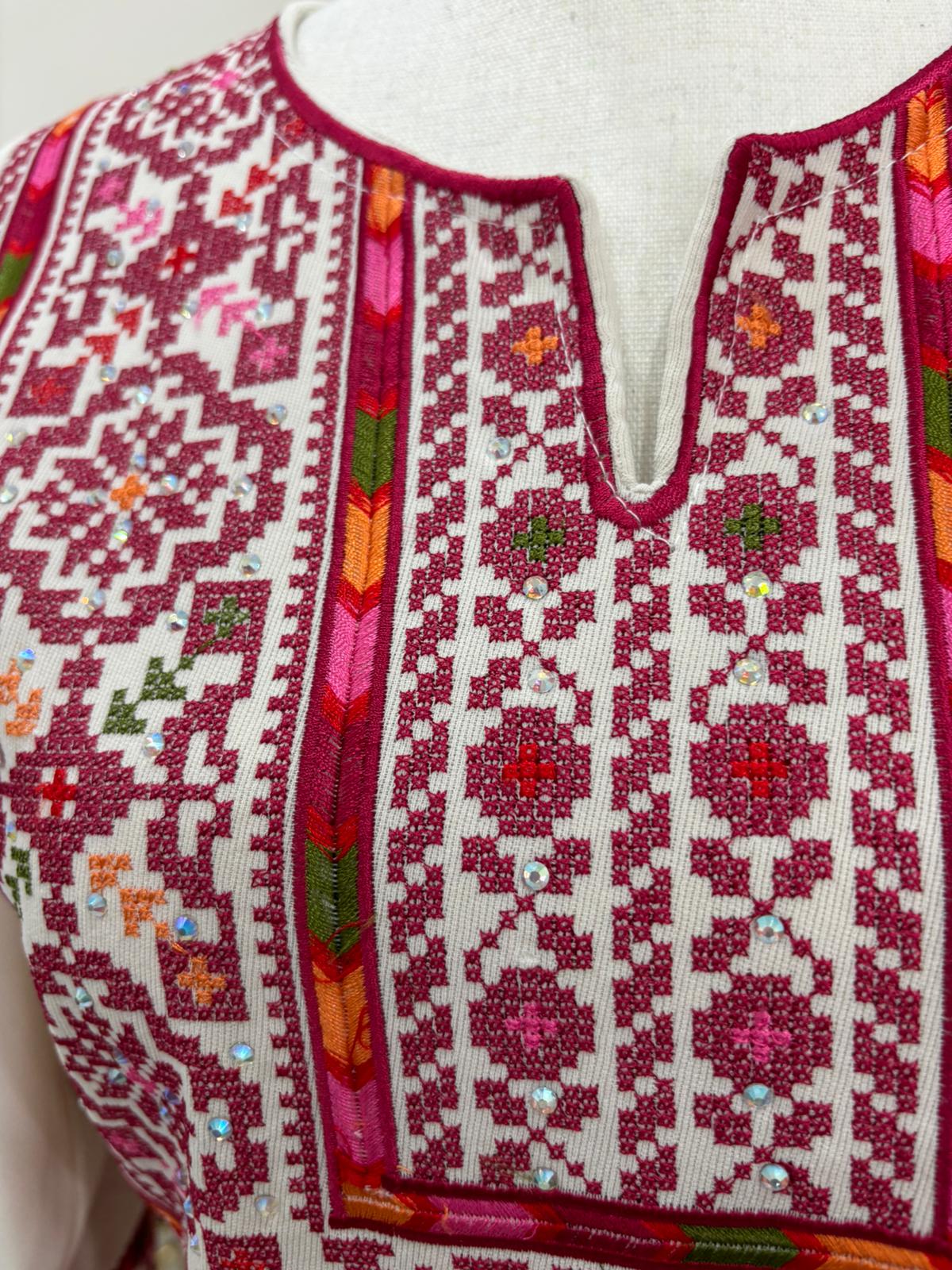 The Orouq Traditional Thobe (Beige and Red Color)
