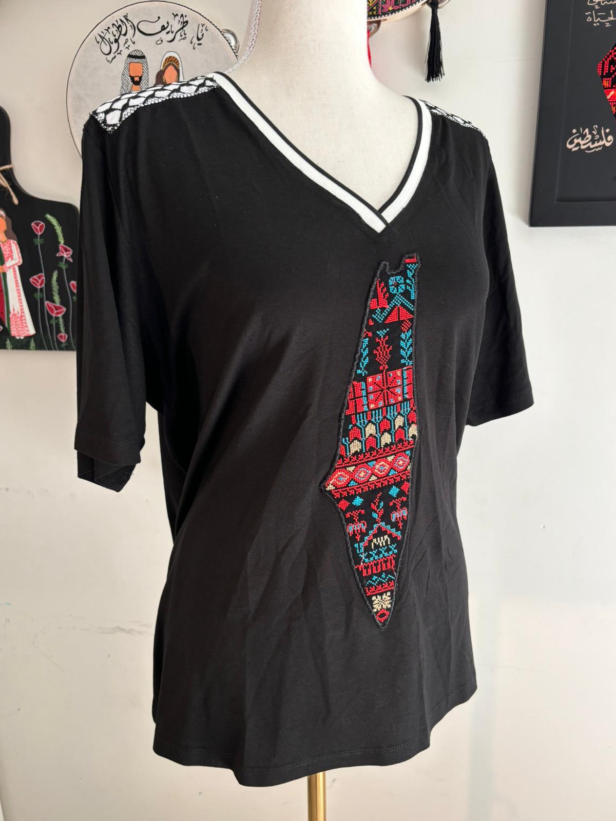 Short sleeve T Shirt with Palestinian Map