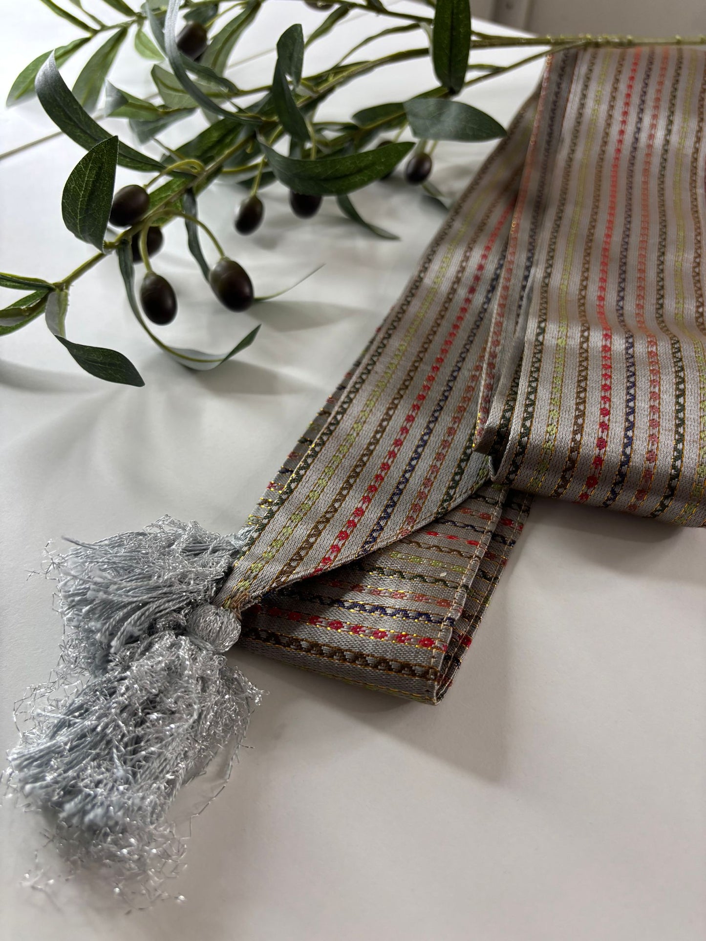 Original Saya Belt (Earth) Brown with Colored Stripes