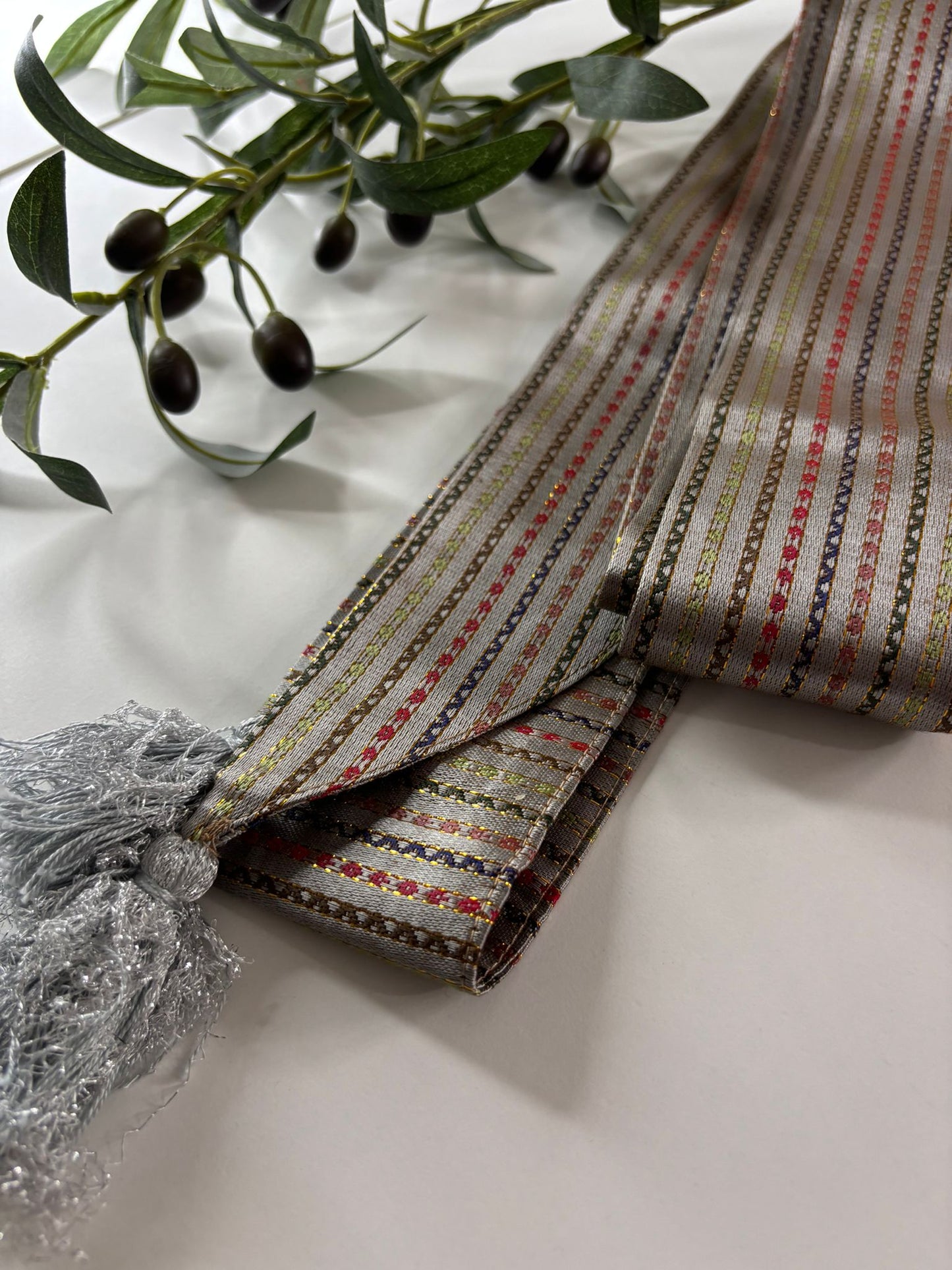 Original Saya Belt (Earth) Brown with Colored Stripes