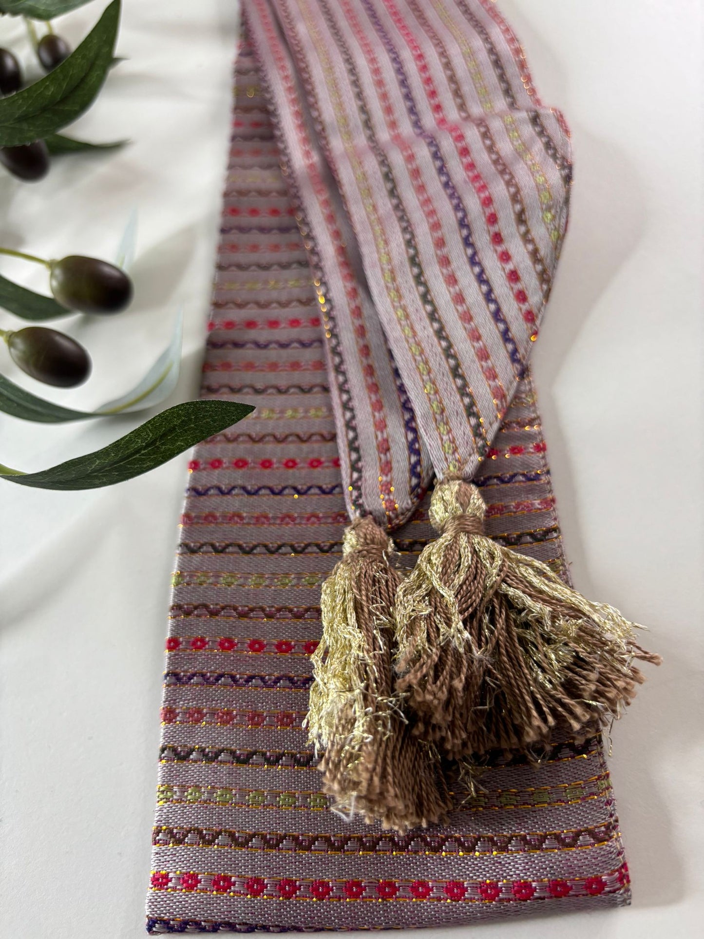 Original Saya Belt (Earth) Brown with Colored Stripes