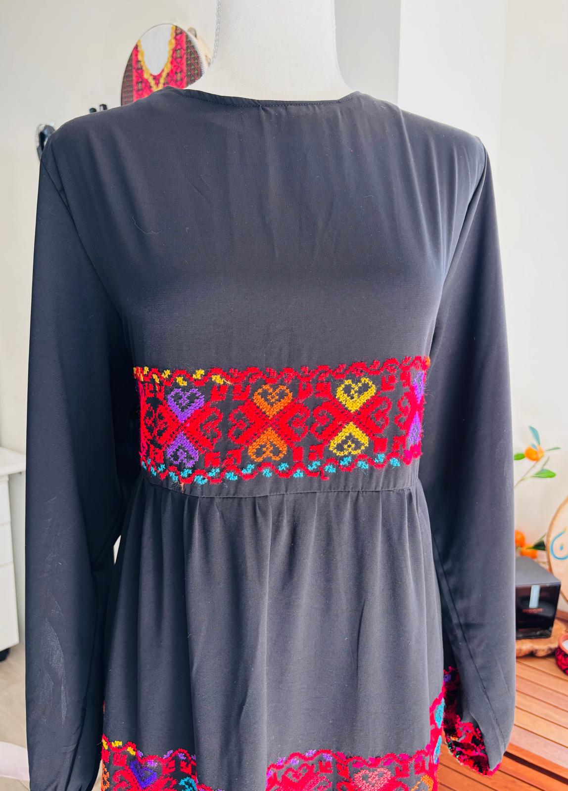 Elegant free size hand embroidered dress.