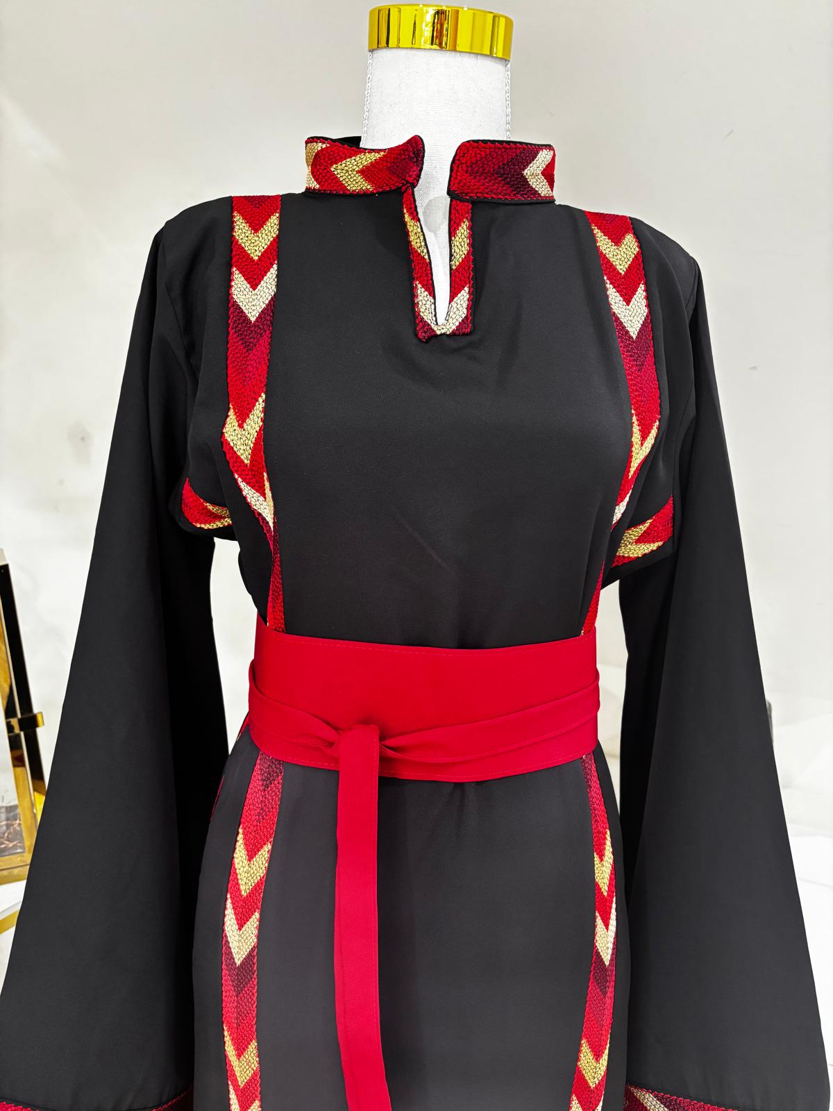 Manajel Red and Gold Tatreez Dress