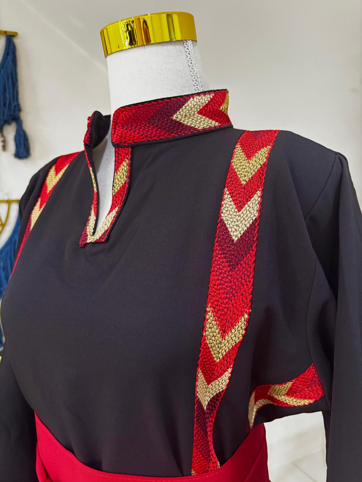 Manajel Red and Gold Tatreez Dress