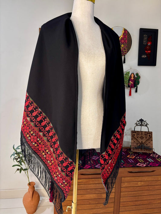 Triangular Machine Embroidery Shawl