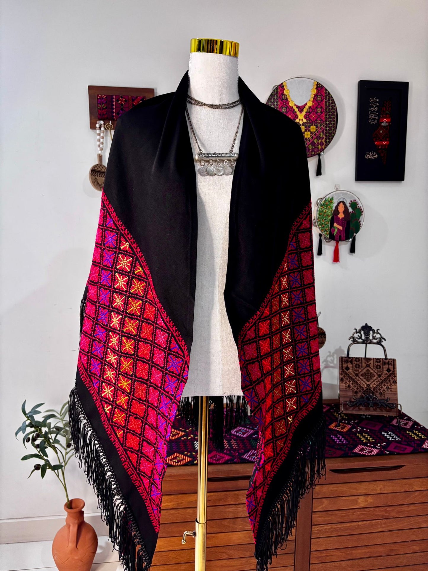 Colourful hand embroidered shawl