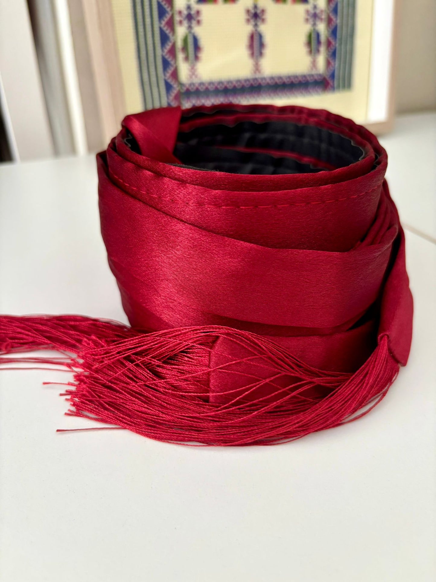 Satin Belt Dark Red