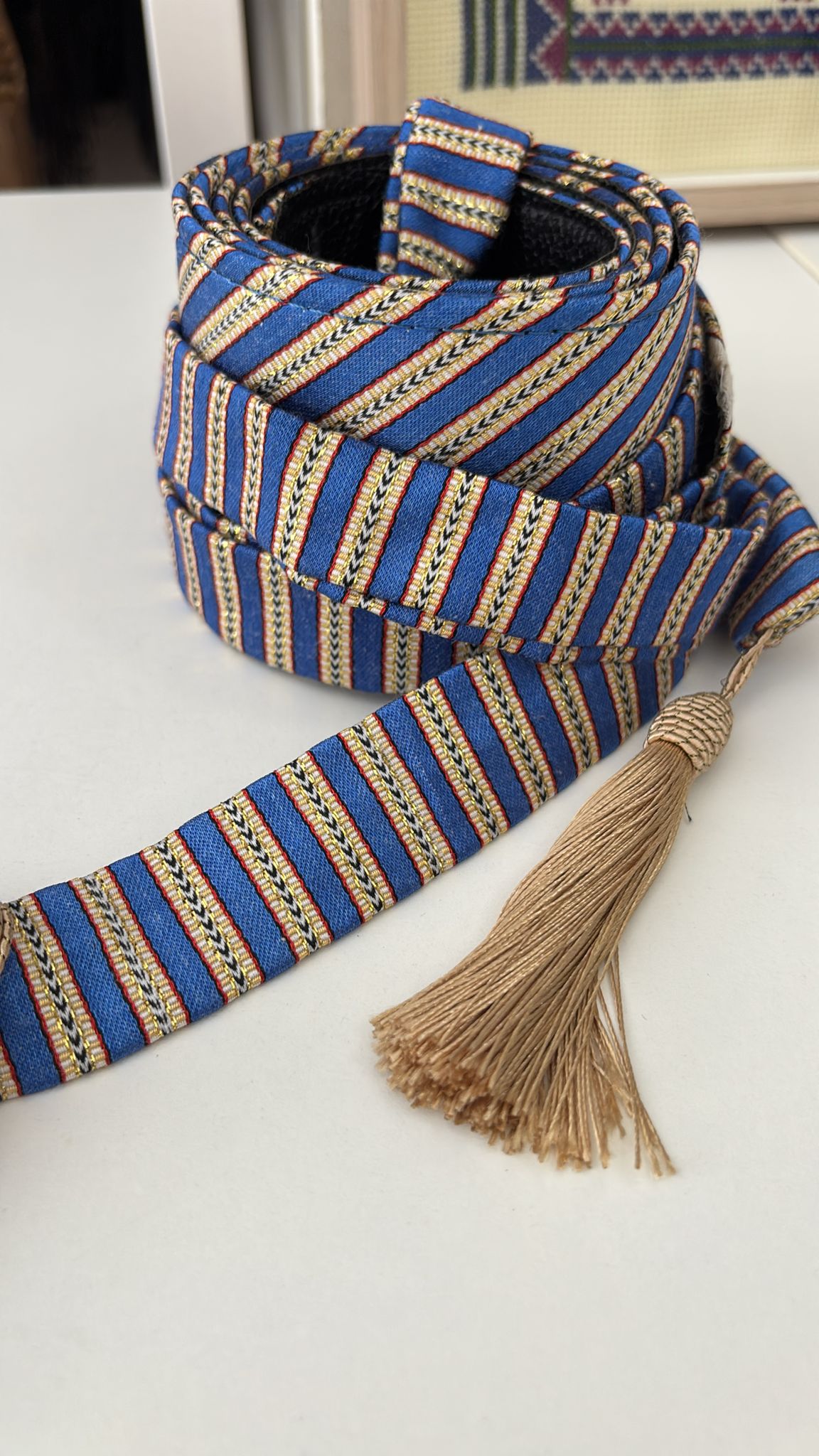 Satin Belt Blue Striped