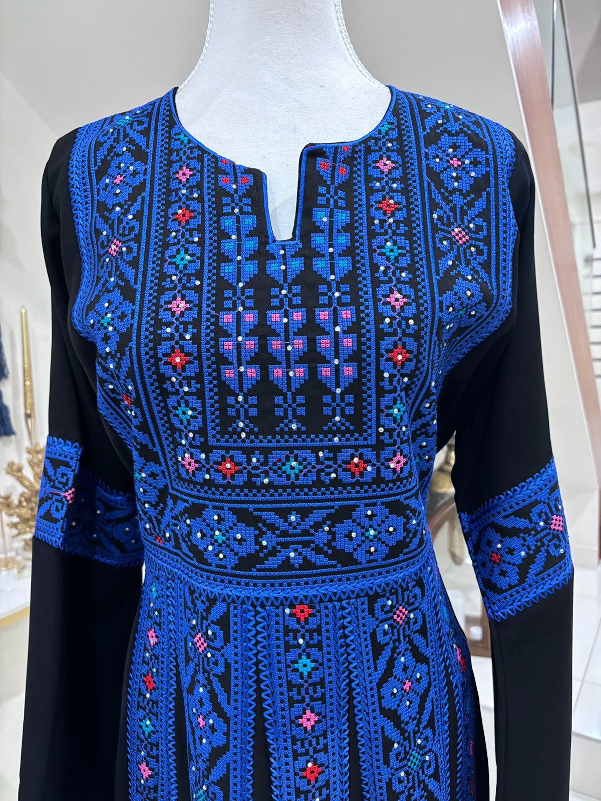 The Orouq Thobe With Wool Hook Stitch (Blue)
