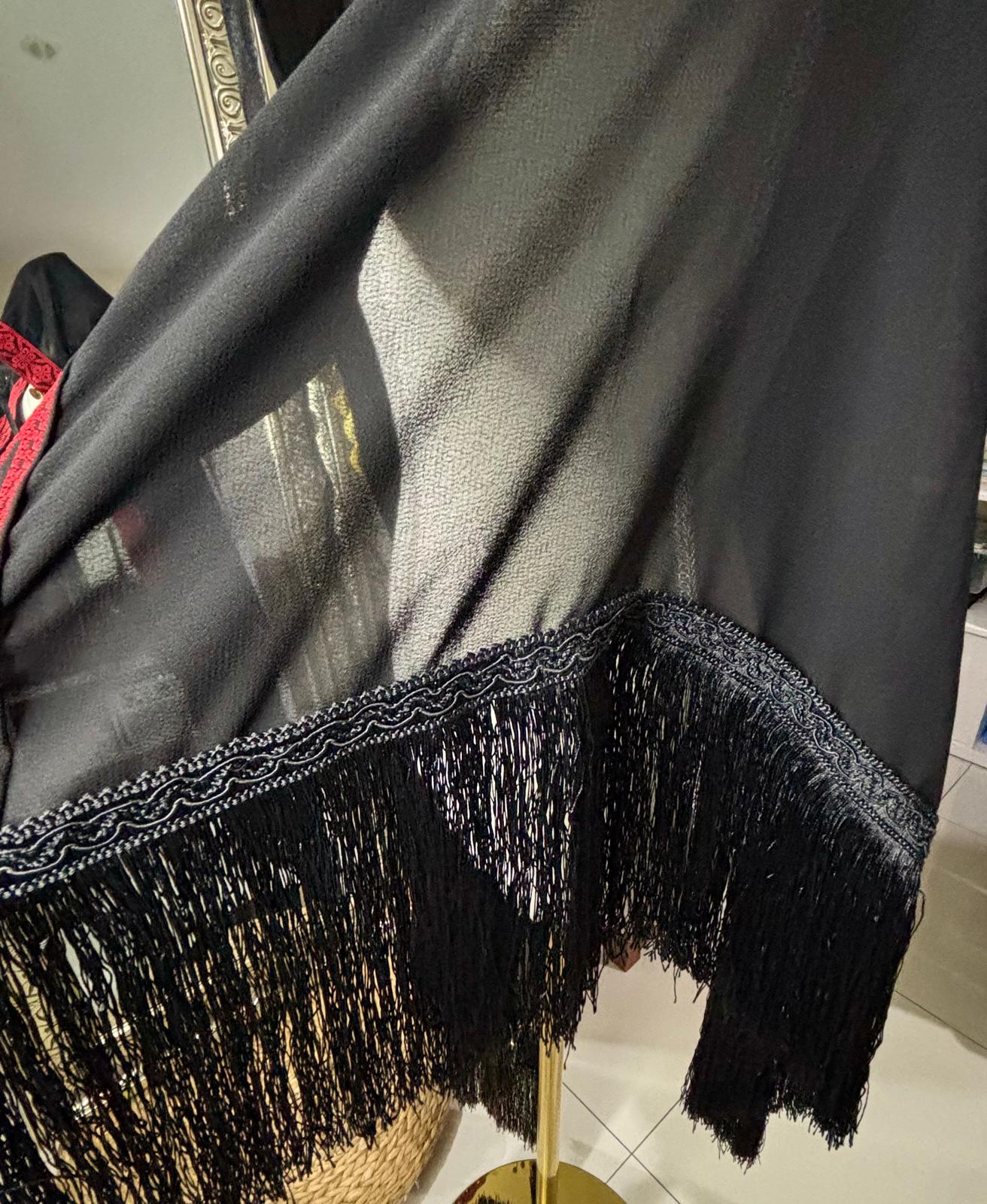 Black veil with red tatreez